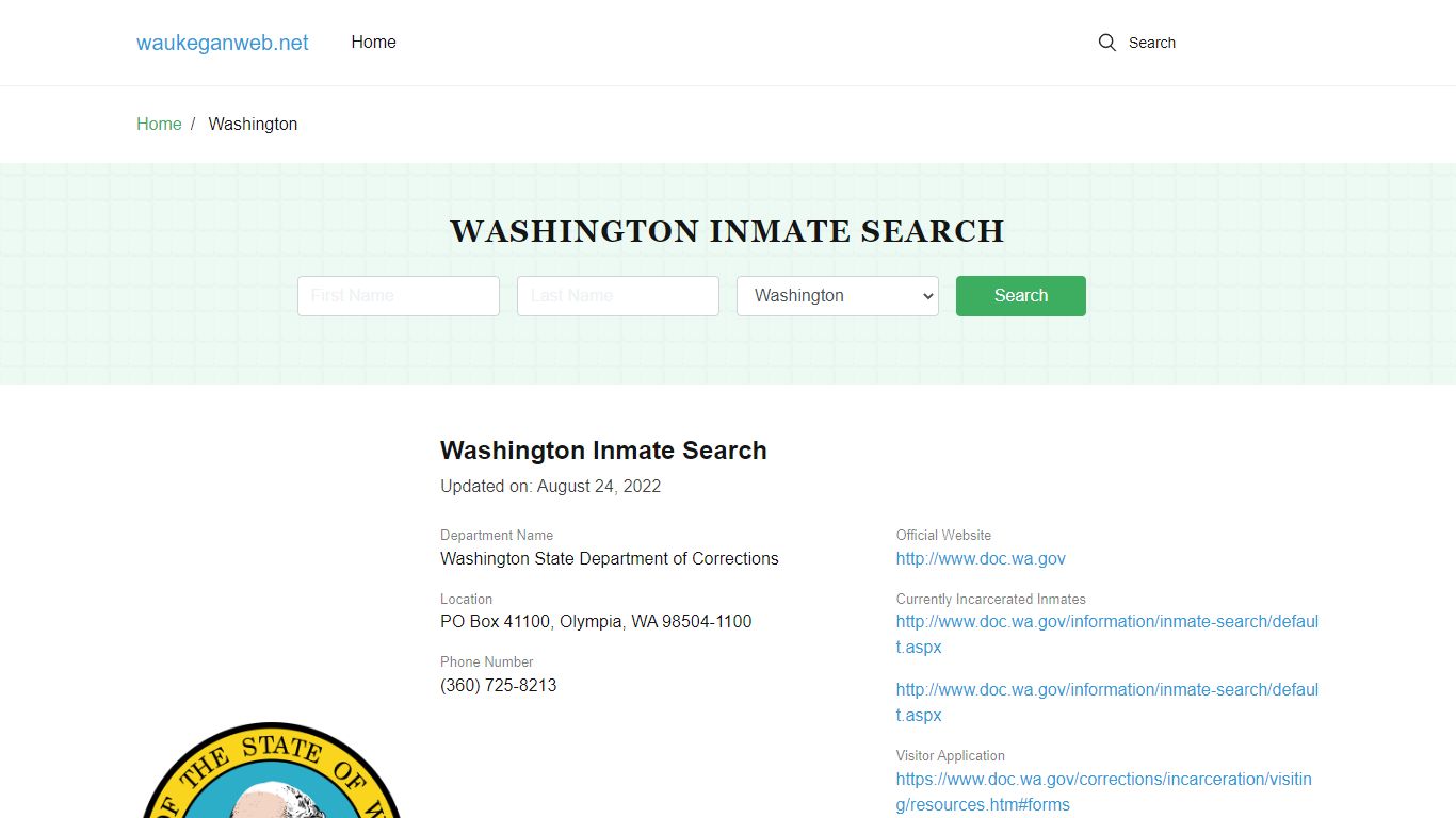 Washington Inmate Search – Washington State Department of Corrections ...